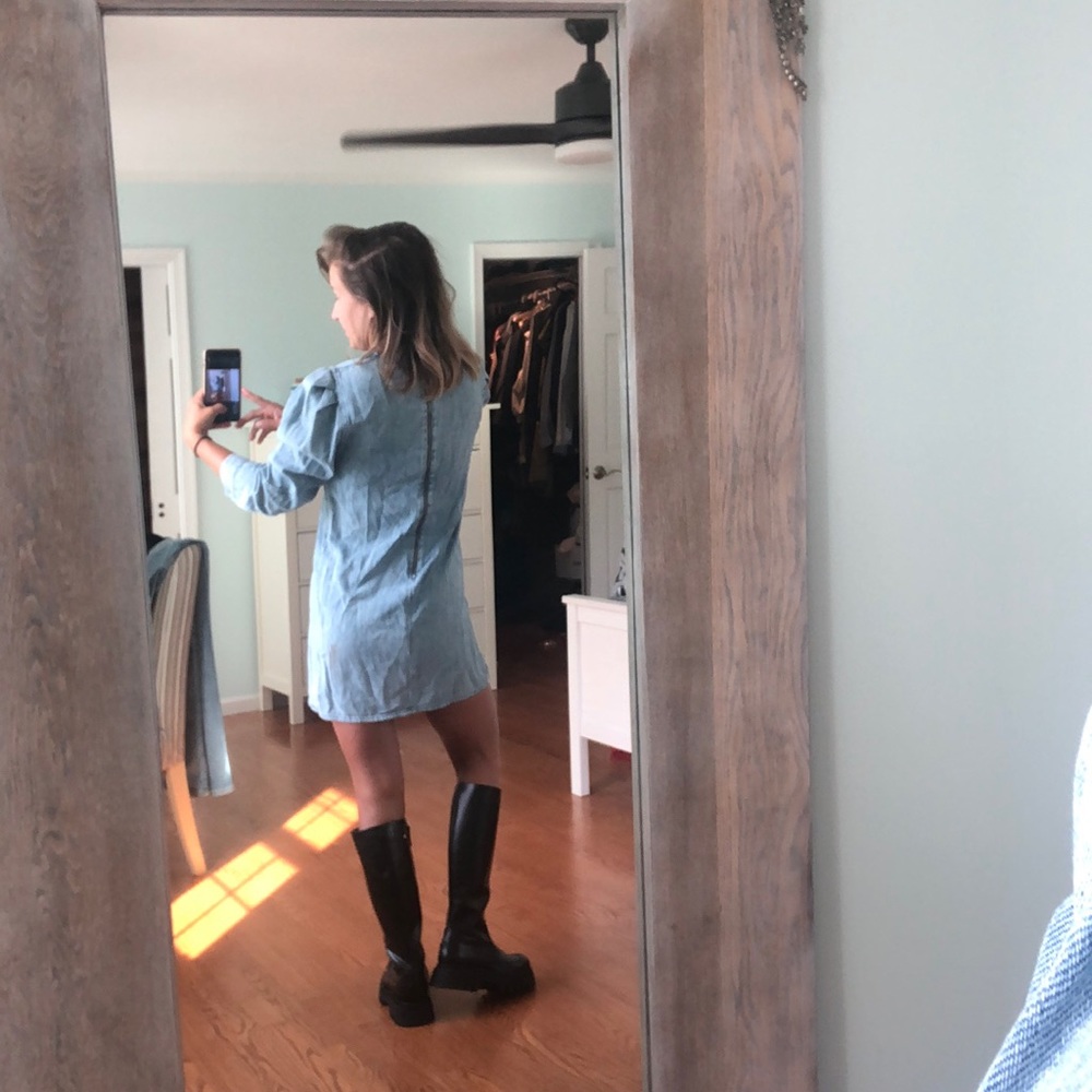 Nwt Zara Denim 80’s dress! Puff sleeve! - Picture 3 of 4
